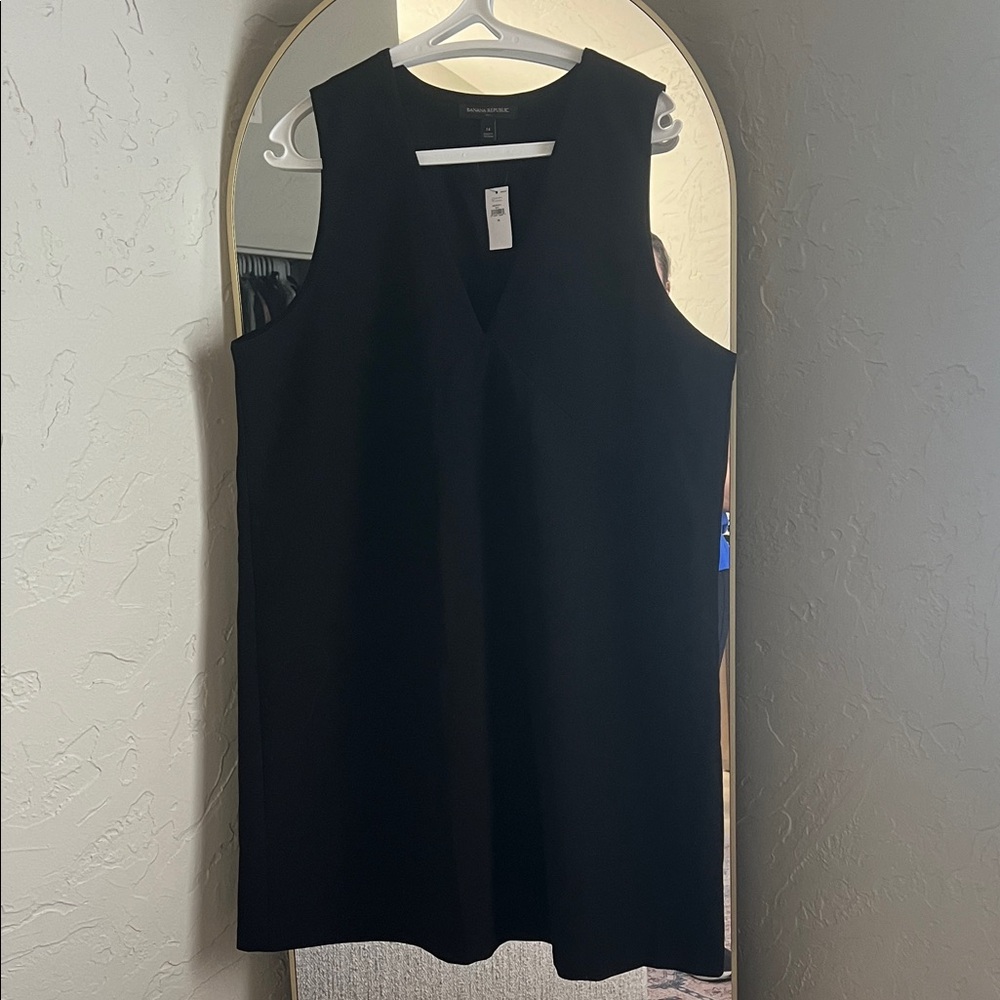 Banana Republic Black Sleeveless V-Neck Dress